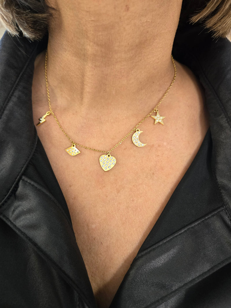 Moon and Stars Chain Necklace