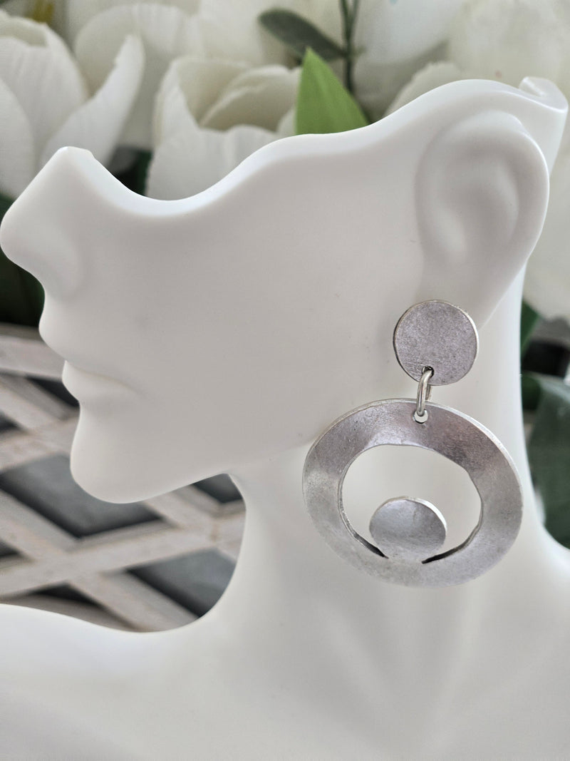 Silver Circles Statement Earrings