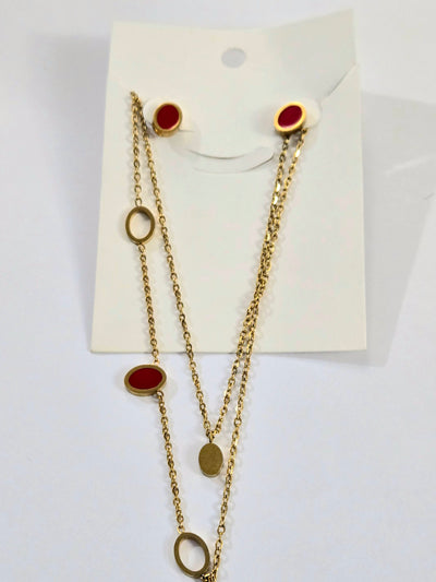 Double Layer Red Jewelry Set