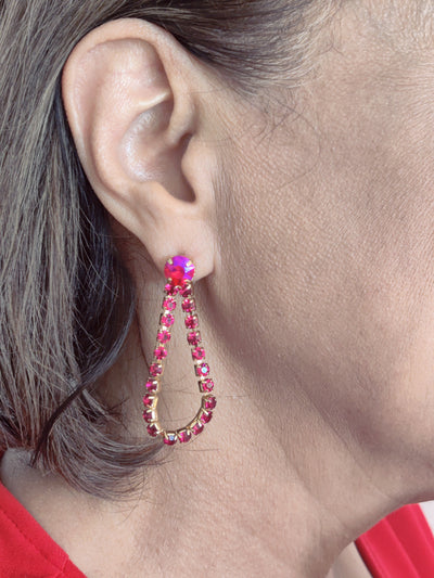 Magenta Rhinestones Earrings