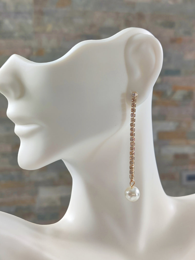 Pearl Drop Rhinestones Earrings