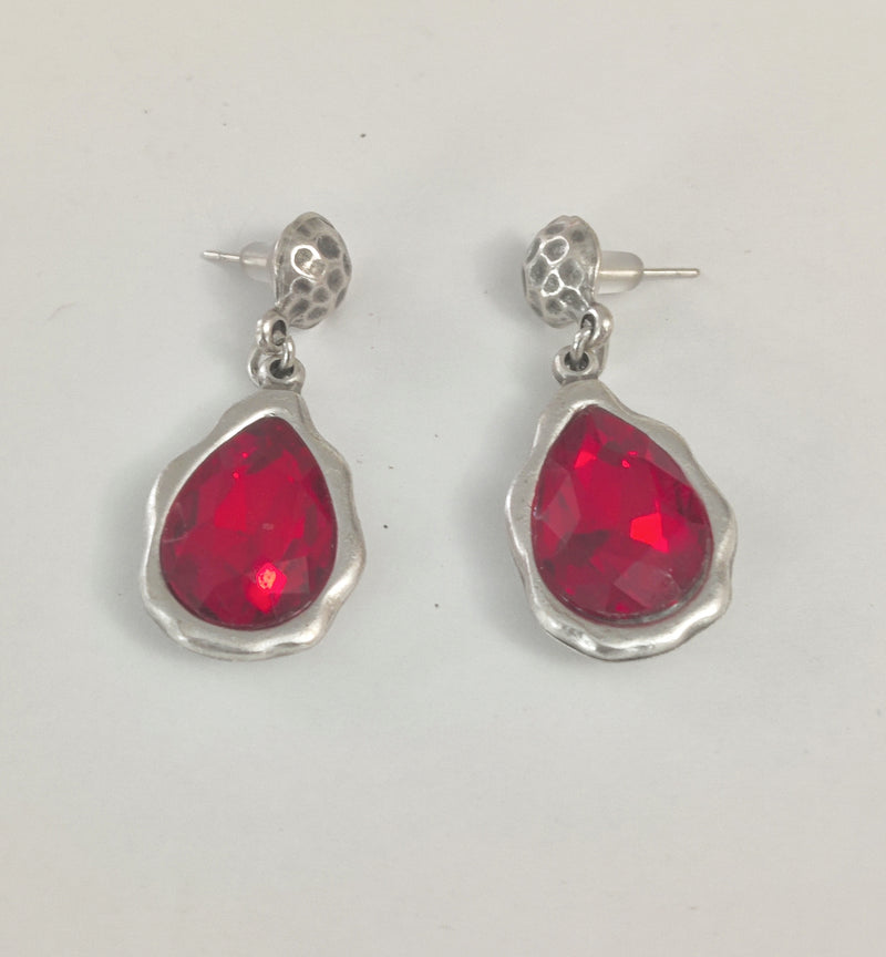 Ruby Red Teardrop Earrings