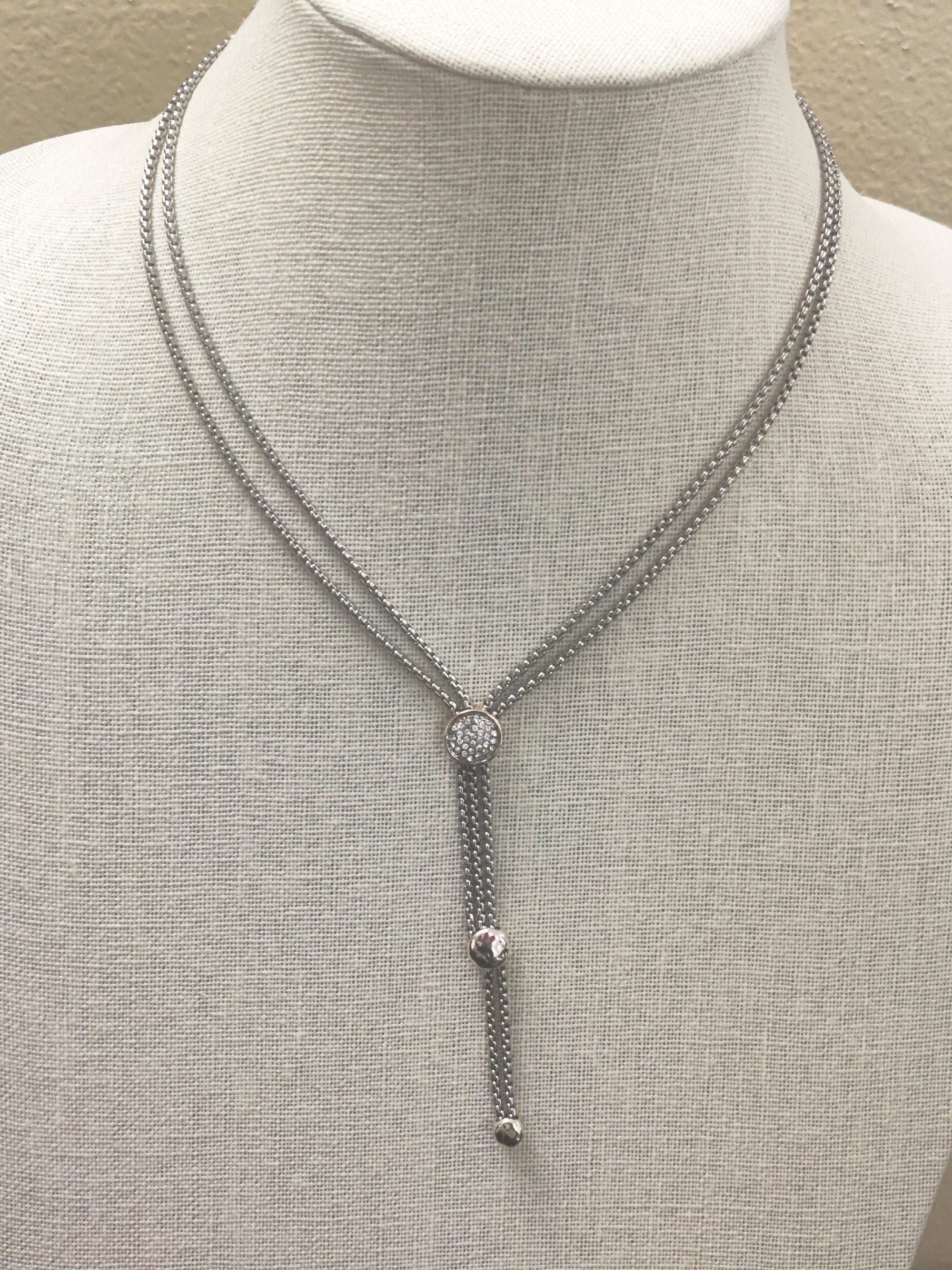 double layered rhodium necklace