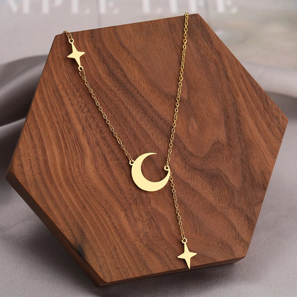 Delicate Moon- Star Choker Necklace