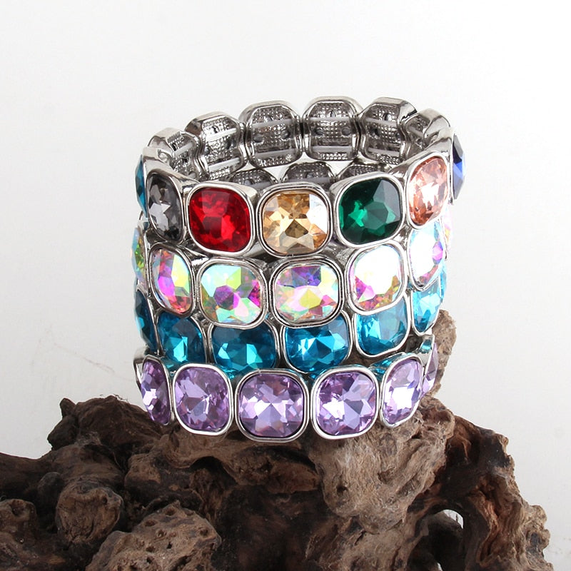 Rhodium Glass Stone Bracelet