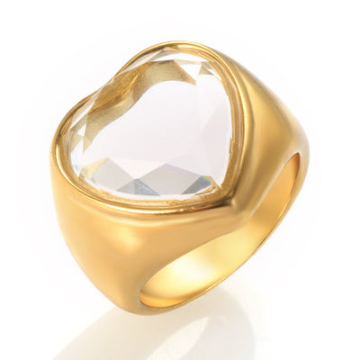 Transparent Heart band ring