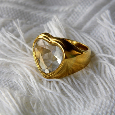 Transparent Heart band ring
