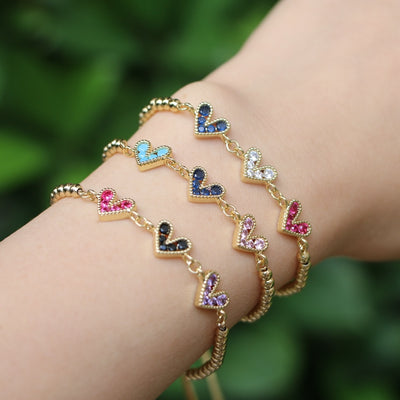 Rainbow Zircon Heart Bracelets