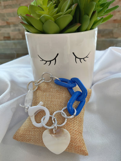chain and acrylic heart bracelet