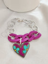 chain and acrylic heart bracelet