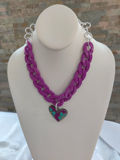 chain and acrylic heart necklace