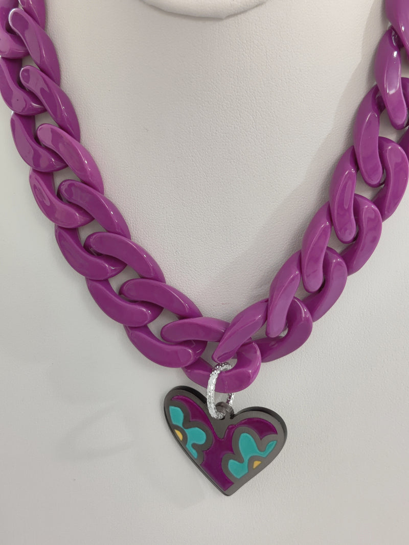 chain and acrylic heart necklace
