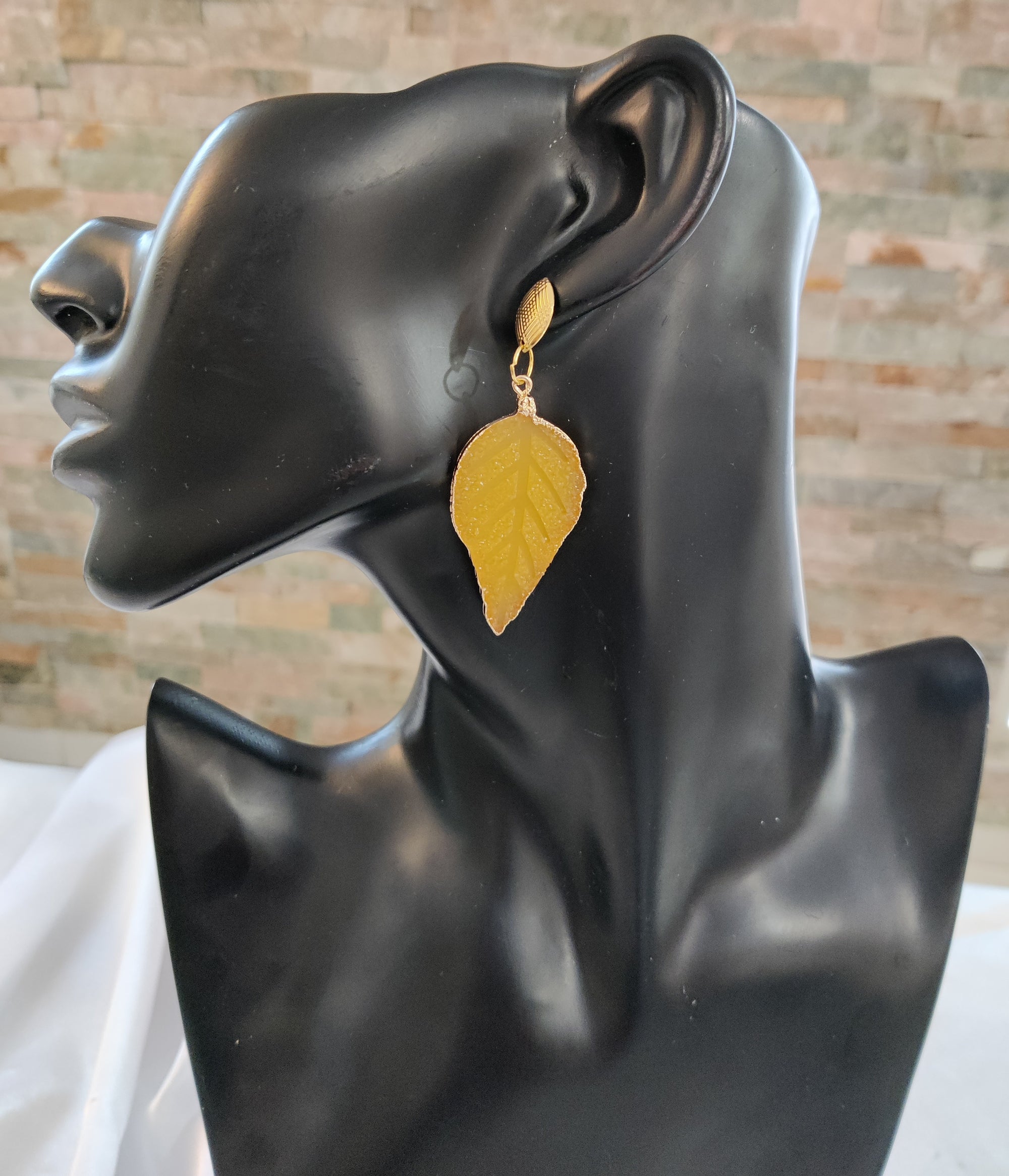 yellow leaf earrings
