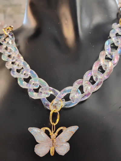 butterfly crystal chain necklace