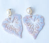 pearl and acrylic leaf earrings