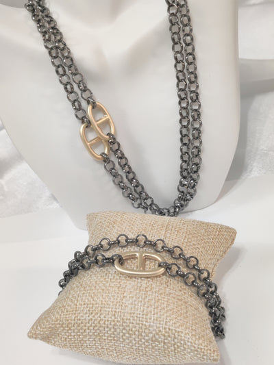 Black and Gold Necklace and Bracelet